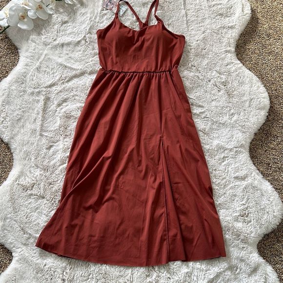 Halara La Land Midi Dress Bandy Brown Size M - Picture 3 of 5